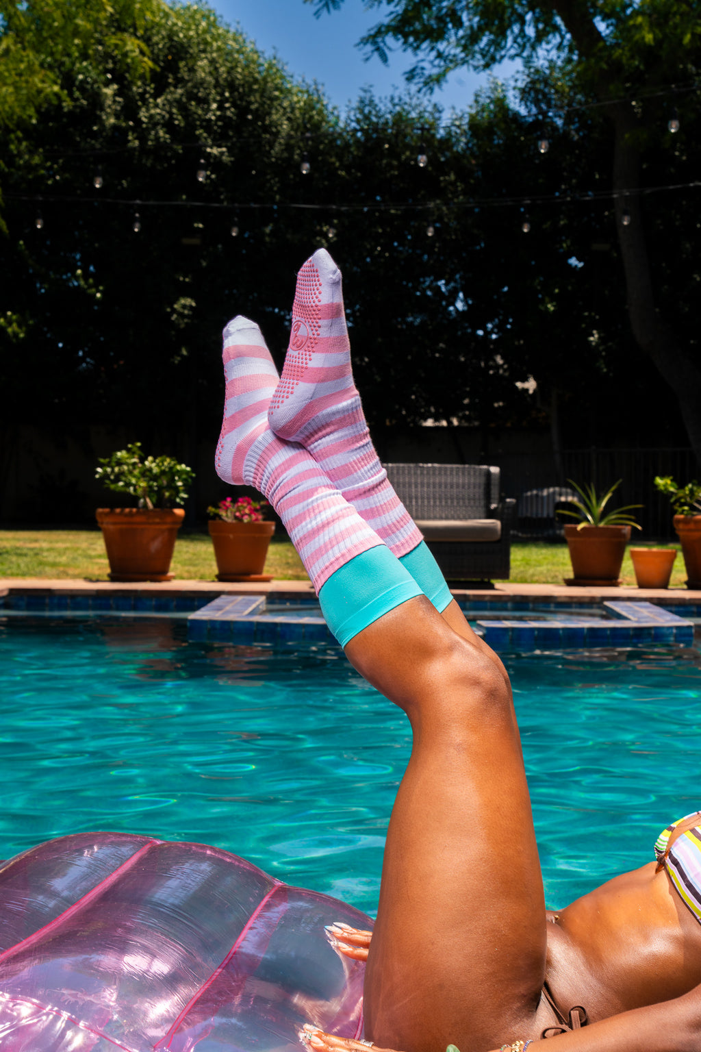 Scrunch Grip Sock- Pop Pink